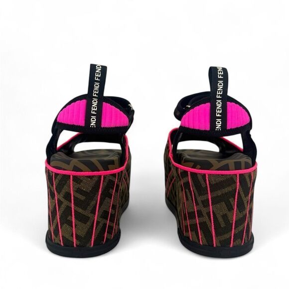 FENDI FF Zucca Pink & Brown Platform Sandals IT37 - Picture 9 of 13